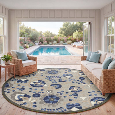 Tapis intérieur / extérieur bleu / gris Ciann