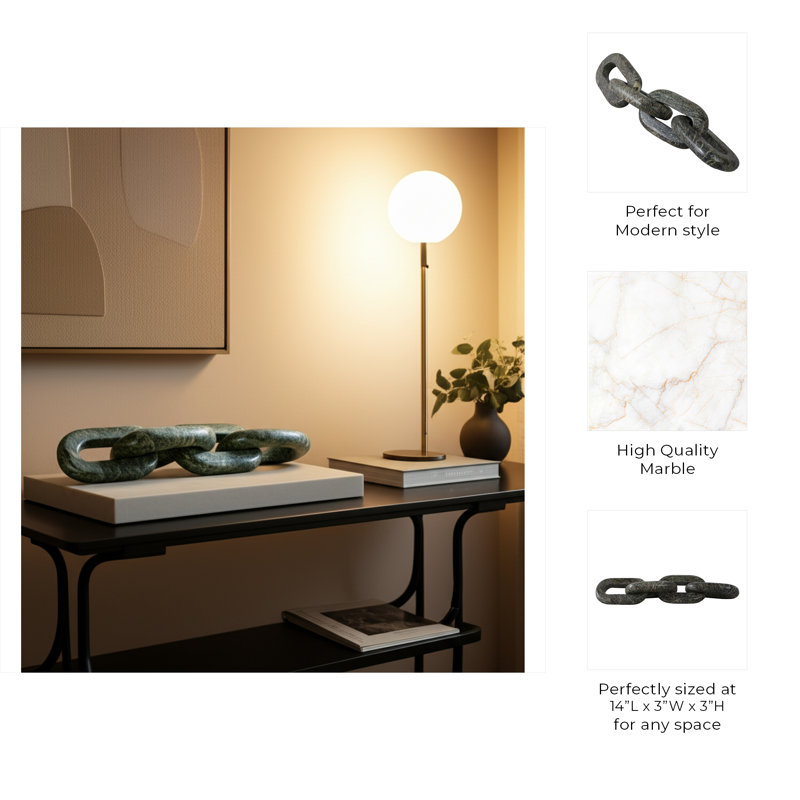 Sagebrook Home 14X3" 4-Link Marble Chain, Green