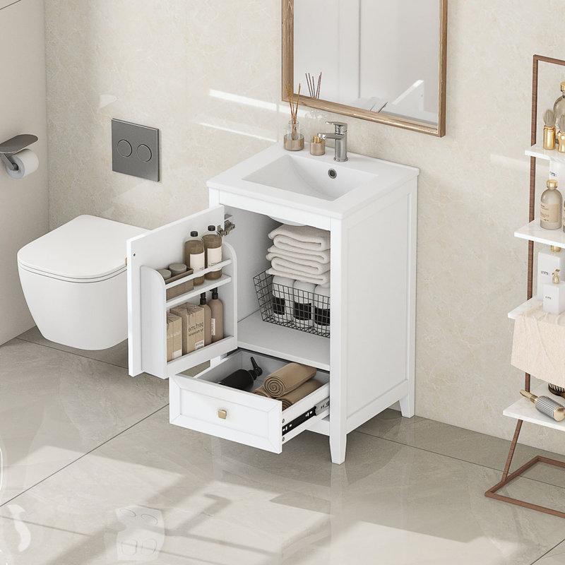 Meuble-lavabo de salle de bain avec lavabo en céramique