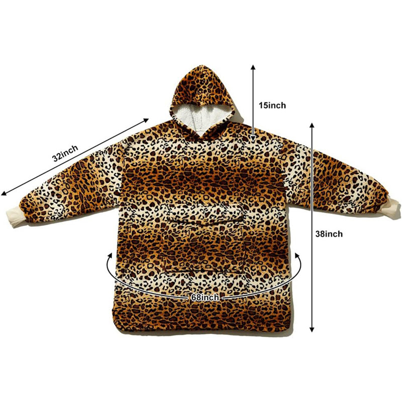 Krifey Wearable Blanket, Oversized Sherpa Blanket as Birthday Gifts for Mom Women Girlfriend Men, Brown Animal Print
