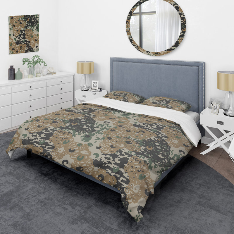 Motif de camouflage grunge - ensemble de housse de couette abstrait - microfibre de polyester