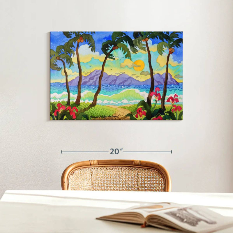 Gillard, palmiers tropicaux, H 16 po x l 24 po