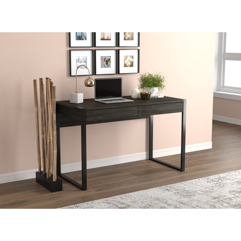 Alumbaugh Metal Base Writing Desk, Dark Gray/Black