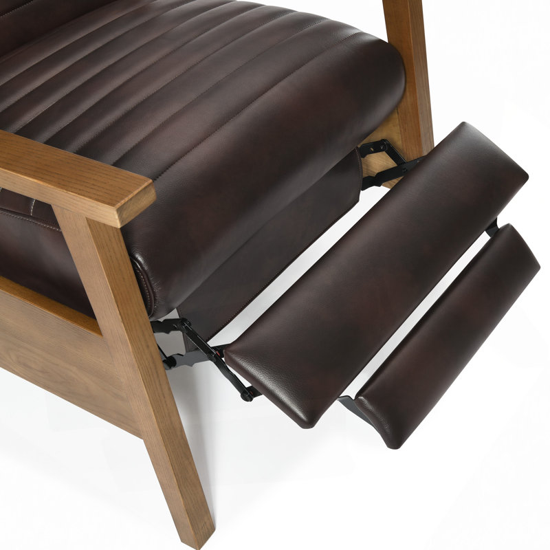 Fauteuil inclinable à accoudoirs en bois, Brun
