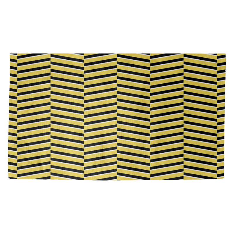 Rayures jaunes Tapis décoratif, Rectangle 2 pi x 3 pi
