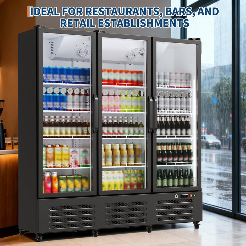 39.8 Cu.Ft. 3 Glass Door Beverage Refrigerator – Frost-Free, 360° Cooling, Adjustable Shelves