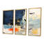 Deux oiseaux dans des tons de bleu - ensemble d'art mural abstrait paysage-108312970-108312975