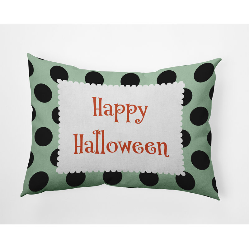 Polka Dots Outdoor Reversible Throw Pillow, Mint Green