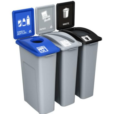 Centre de recyclage et de déchets en plastique recyclé 69 gallons pour espaces commerciaux Sturdy Essentials