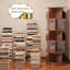 Bibliothèque ronde 360 degrés à 5 niveaux pour la maison, la chambre à coucher, le bureau - noyer, petits espaces à la mode et rotatifs dans le salon, installation facile à la maison