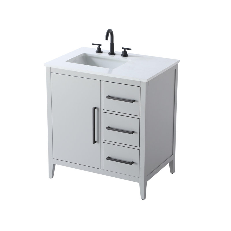 Meuble-lavabo simple 32 po, Gris
