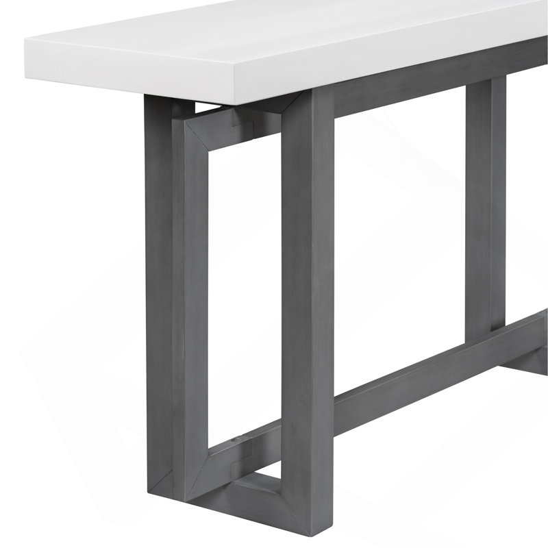 59.1" Painted Entryway Table With Pine Veneer,Unique Triple Rectangle Design Console Table With Thick Pine Wood Legs,Extra Long Sofa Table Versatile For Hallway, Living Room,Kitchen