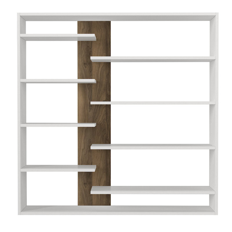 126cm H x 125cm W Geometric Bookcase, White/Walnut