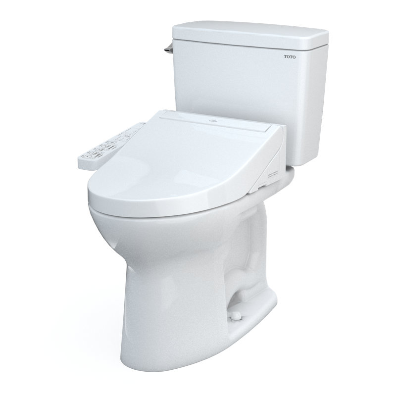 Modern Elongated Two-Piece Toilet with Tornado Flush and Heated Seat