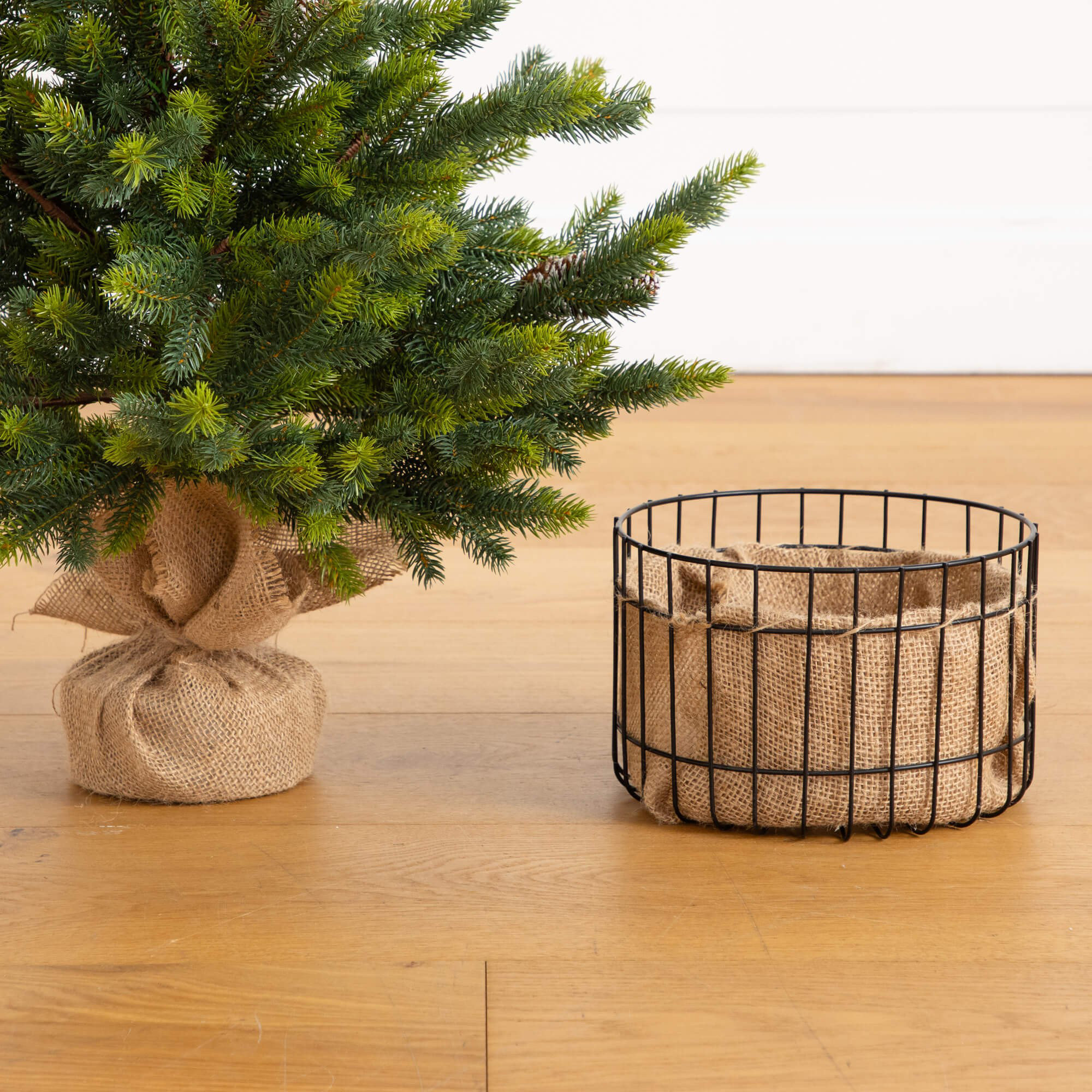 3Ft. Artificial Balsam Fir Christmas Tree With Pine Cones In Jute Wire Planter
