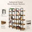 Bibliothèque industrielle vintage à 5 niveaux, étagères ouvertes en MDF avec structure métallique pour le rangement à domicile ou au bureau