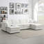 Canapé modulaire en chenille avec coussins doubles-466173736