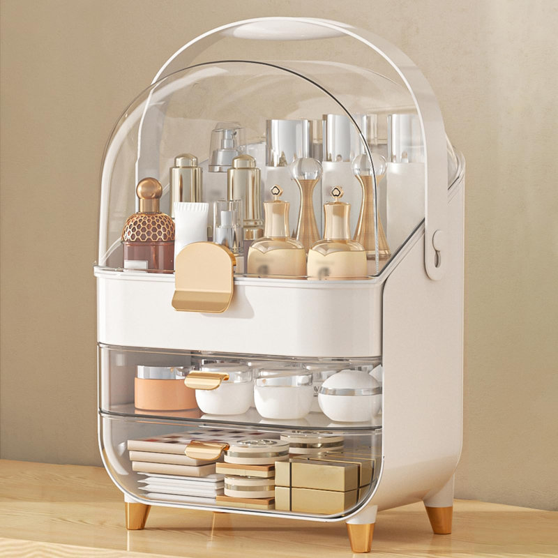 Organisateur de maquillage, organisateur de comptoir de salle de bain, boîtes de rangement, Or rose
