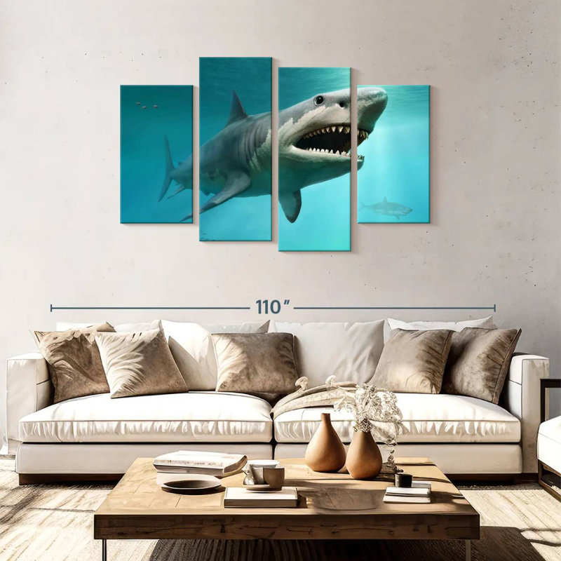 Brampt Extinct Megalodon Shark, 48" H x 75" W
