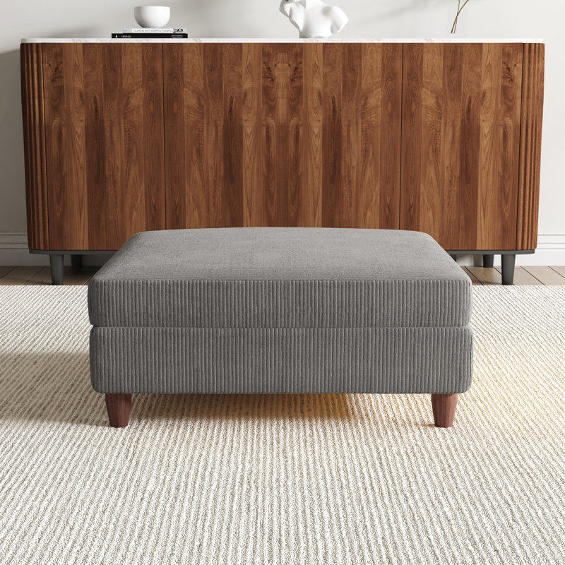 Mordecai 97Cm Wide Square Footstool Ottoman, Light Grey