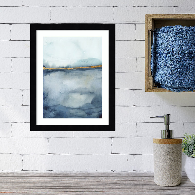 «Coastal Horizon II» par Victoria Borges - Reproduction d'art graphique sur papier encadré, H 14 po x l 11 po, Noir