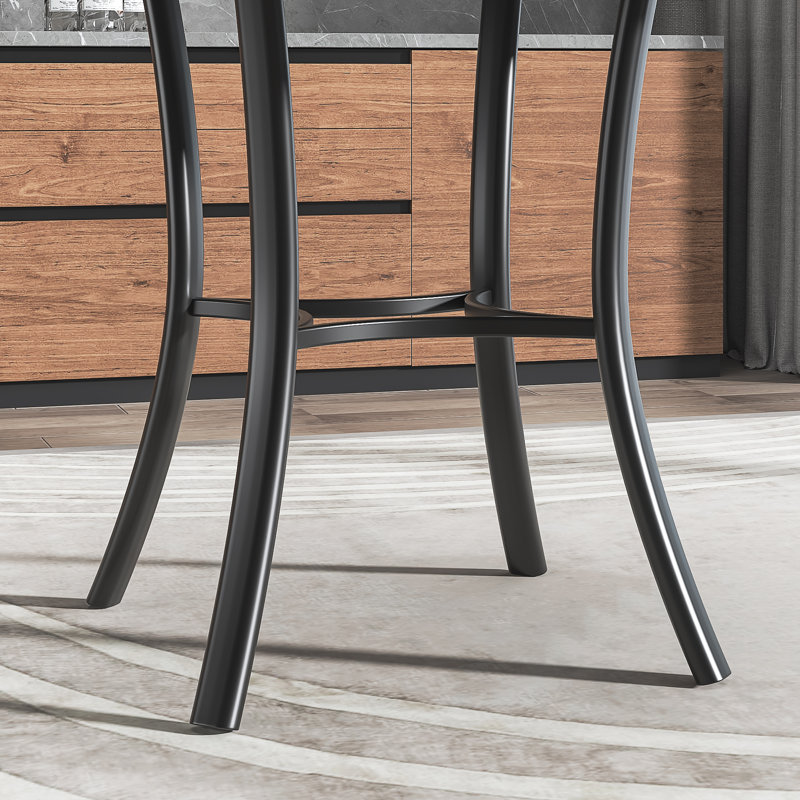 Kasandra 36” Round Dining Table for 4 People, Black Faux Marble Kitchen Table with Metal Base, Space Saving Circle Dinner Table, Small Space Wood Kitchen & Dining Room Tables for Breakfast Nook, Apartment, Dining Room, Living Room