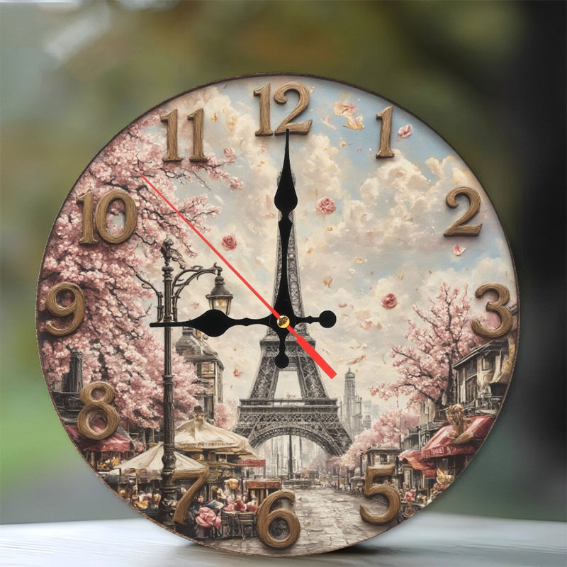 Horloge de Paris, Tour Eiffel, fleurs