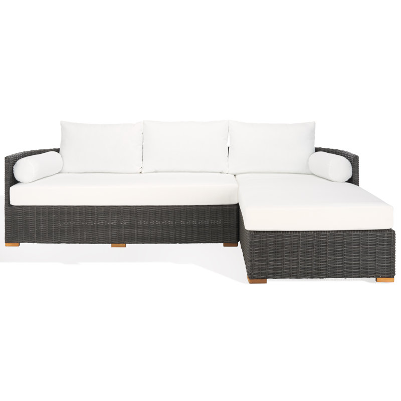 Anguilla Wicker Outdoor Chaise Sectional, Dark Gray