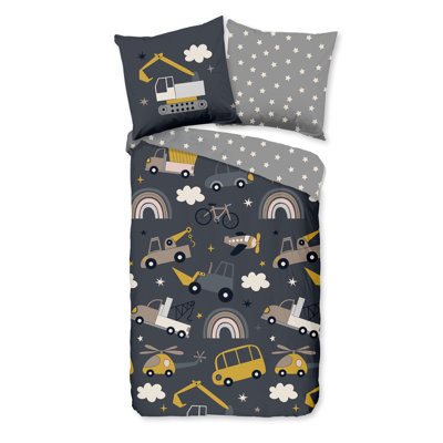 Cotton Abstract Duvet Cover with Pillowcases