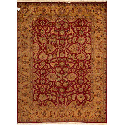 Tapis rouge et or de haute qualité noué à la main
