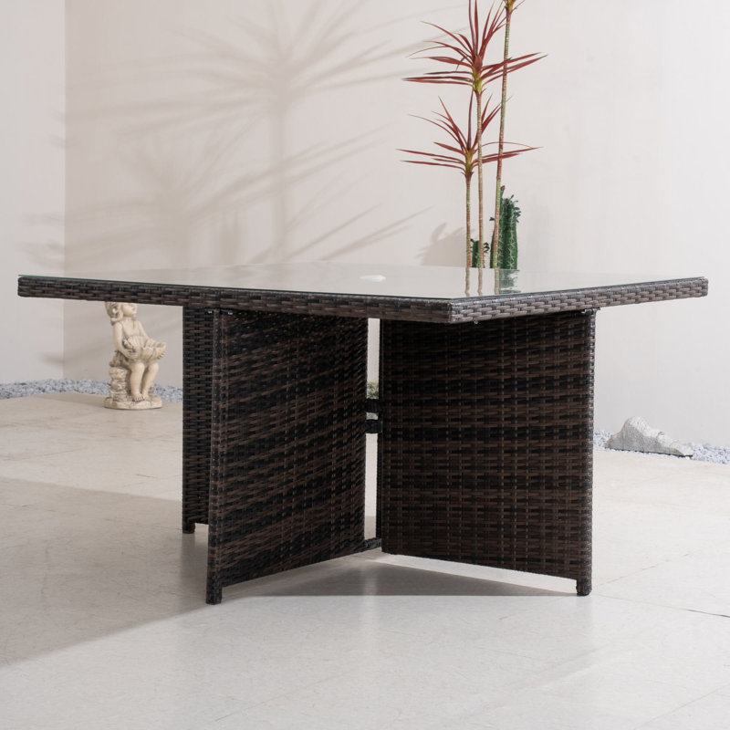 Gretel Rectangular Glass Outdoor Dining Table Yes , 49.2 " W 49.2 " D