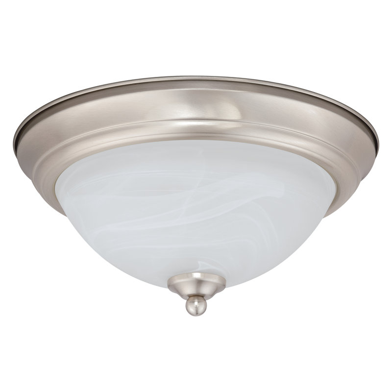 Humayraa Glass LED Flush Mount, Satin Nickel