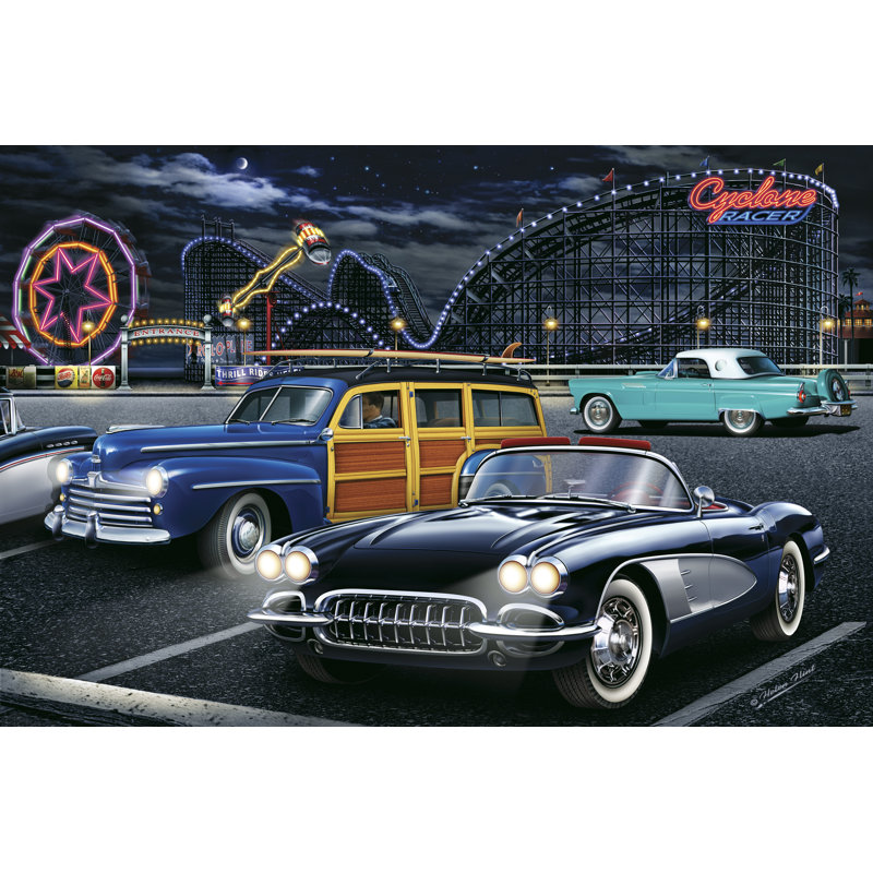 Diners and Cars III - Graphic Art, 51 cm H x 76 cm W, Wrapped Canvas