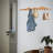 31.5" Mountain-Shaped Walnut Wall Coat Rack with 8 Brass Hooks, Modern Entryway Organizer-2030239440