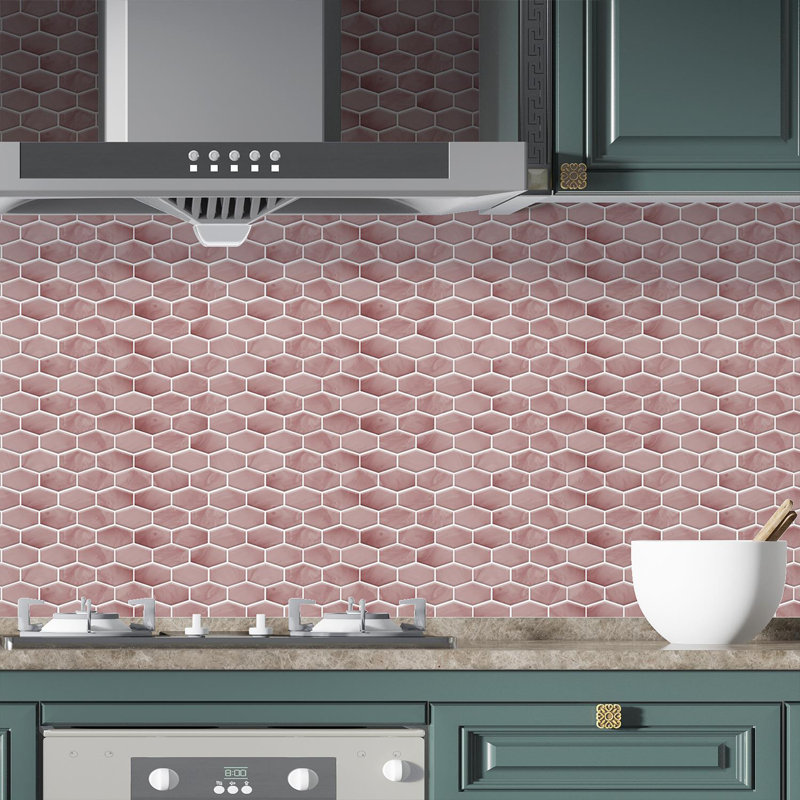 15cm W x 30.5cm L Aluminum Peel and Stick Mosaic Tile, Rose
