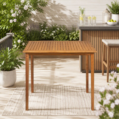 Table de bar d'extérieur minimaliste en bois d'acacia