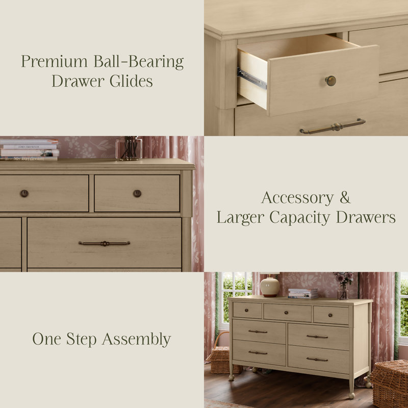 Alouette 7-Drawer Assembled Dresser, Washed Pine