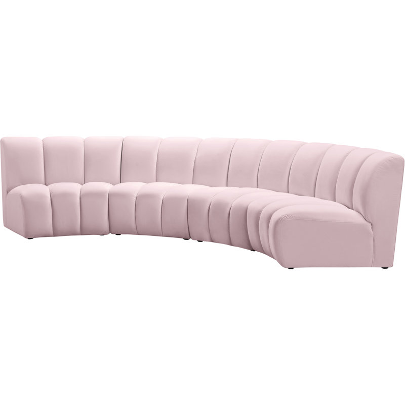 Canapé modulaire en velours Infinity, 4 pièces, Velours rose