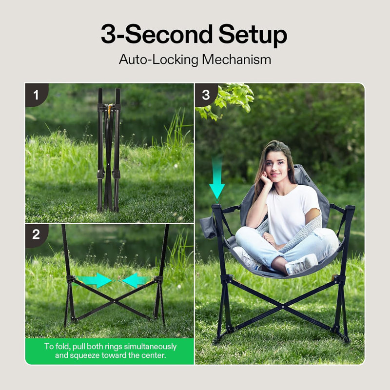 Chaise de camping portative hamac avec appui-tête, sac de transport