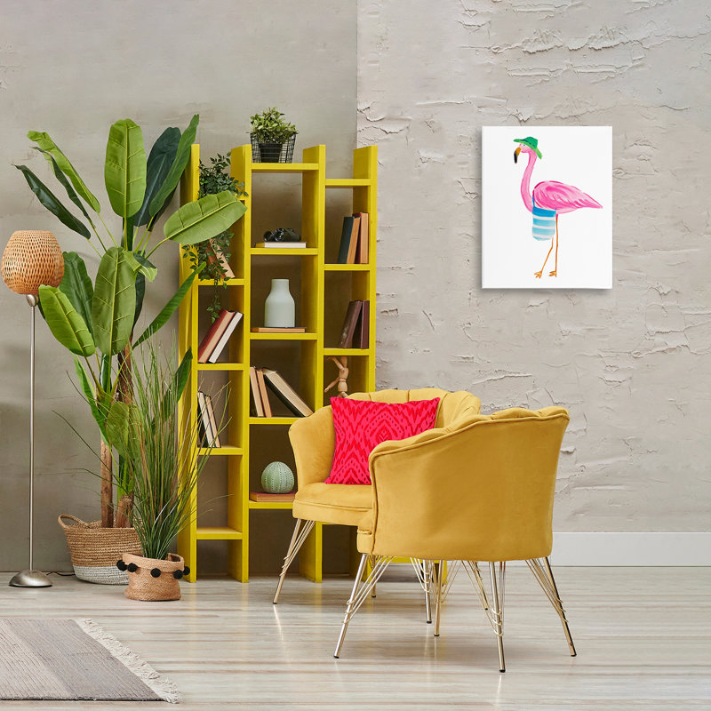 «Flamingo with Beach Tote» par Julie DeRice, H 20 po x l 16 po