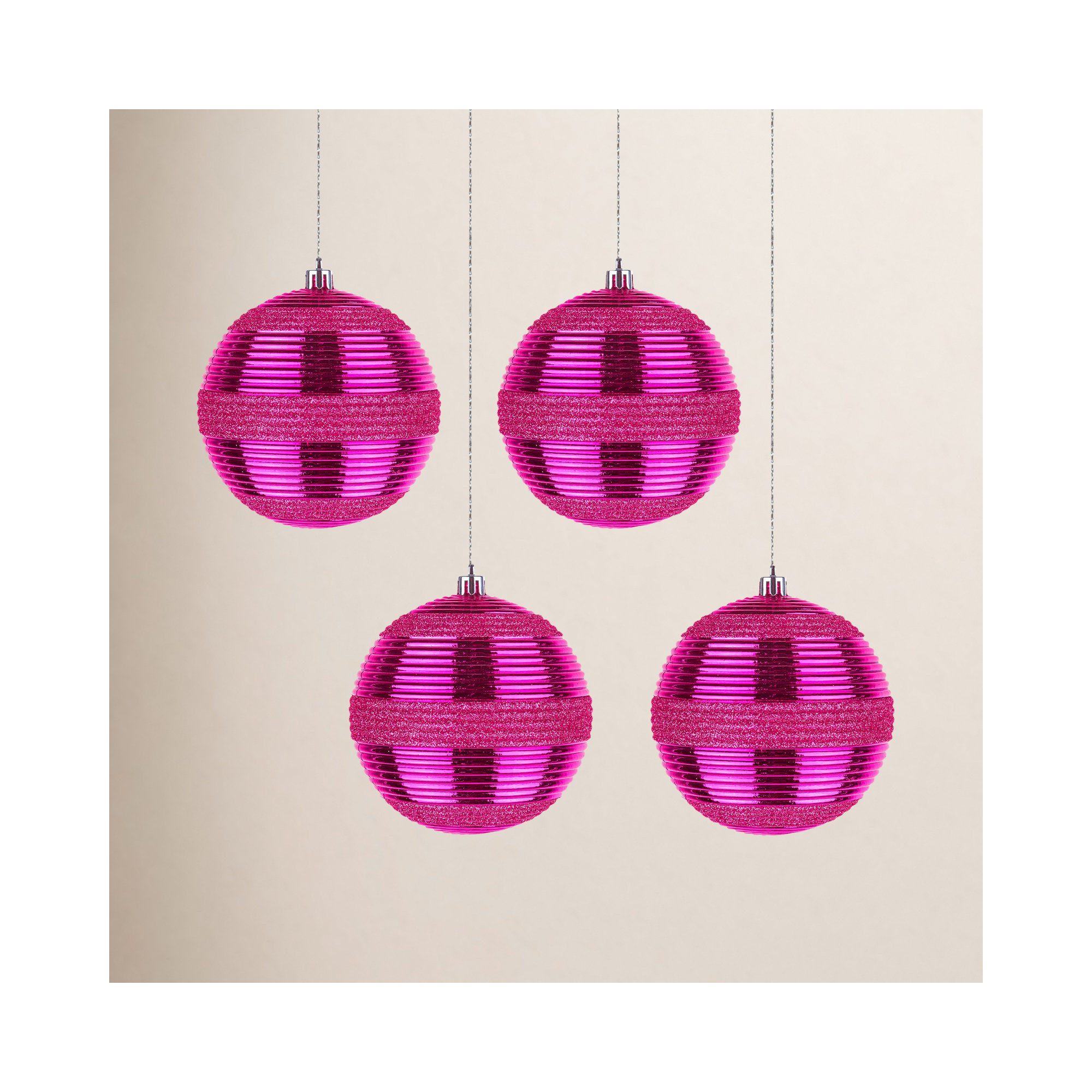 The Holiday Aisle® Shatterproof Swirling Ball Ornaments, Pink