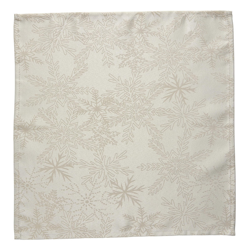 Yvaine Polyester Snowflake Square Napkin, Cream