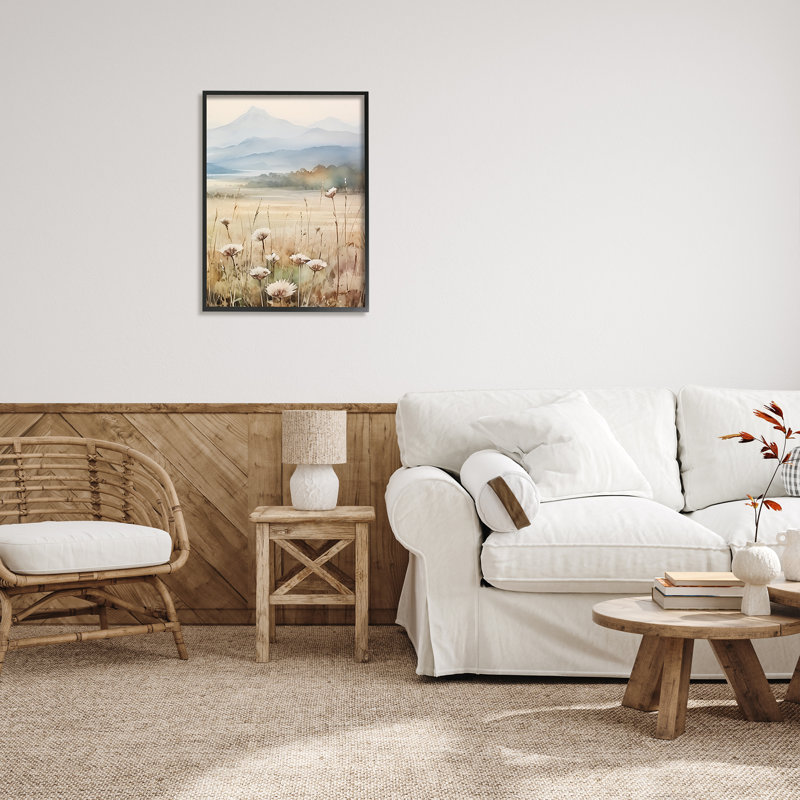 Bb-284-Foggy Peaks Landscape, peinture sur bois encadrée, Noir, H 30 po x l 24 po x P 1,5 po
