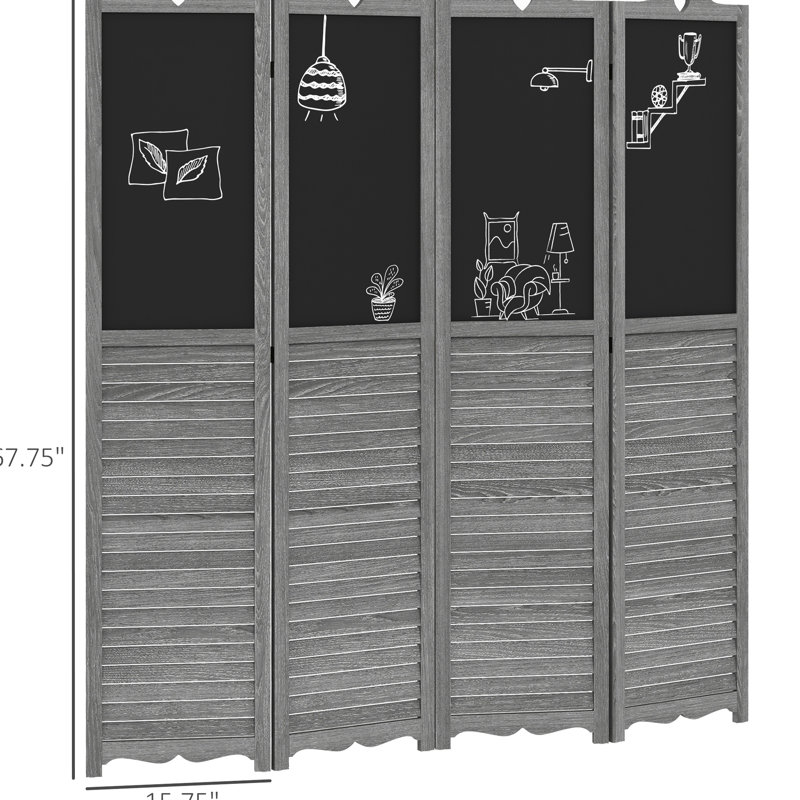 Paravent de 5,5 pi de hauteur gris en bois massif pour espace de chambre à coucher bureau en bois 64,7 "x 67"