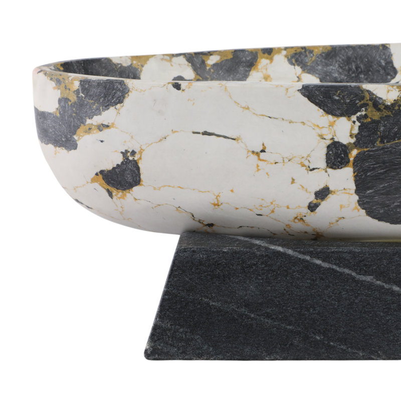 Bol Calhoun 18 po avec base en marbre Everly Quinn, noir / blanc