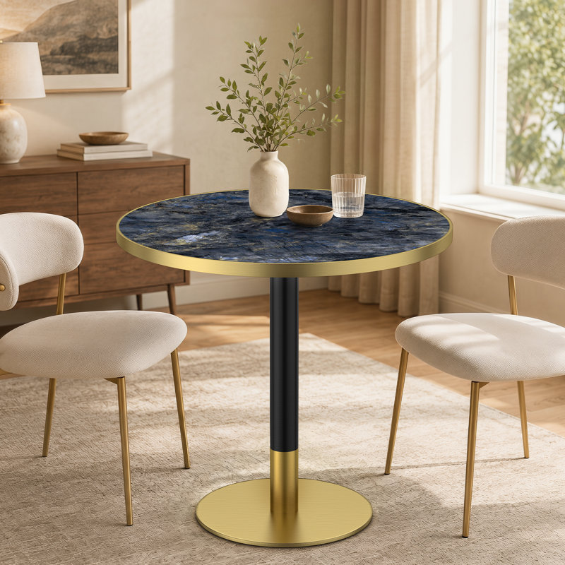 Table de salle à manger moderne moderne de 31,5 pouces avec plateau en pierre frittée Helman