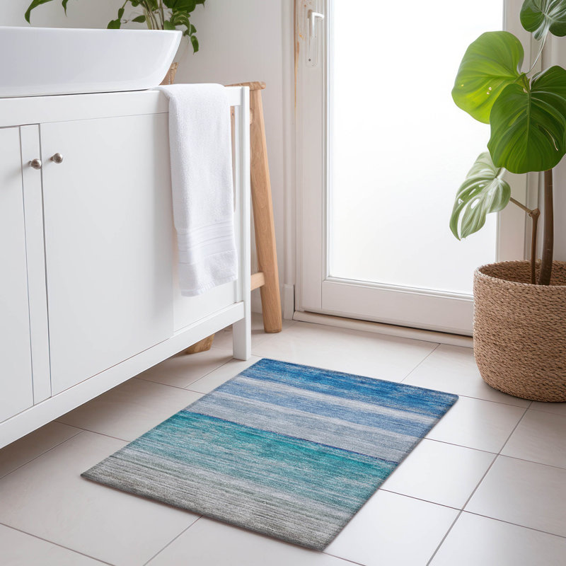 Tapis intérieur / extérieur lavable à la machine Christain ACN1252 Sky, Rectangle 1 pi 8 po x 2 pi 6 po