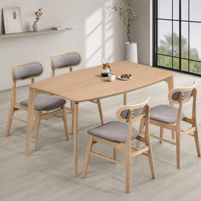 5-Piece Solid Wood Dining Set with Sculpted Chairs