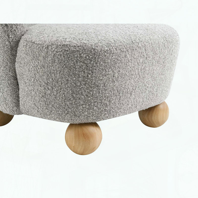 Fauteuil d'appoint Boucle, pieds sphériques et dossier arrondi, Gris, Naturel