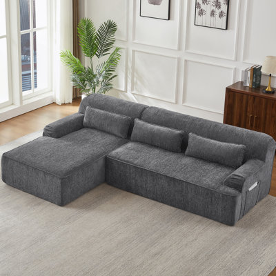 Chenille L-Shape Luxury Sectional Oversized Sofa, Minimalist Design, Comfy Sleeper Couch For Living Room, Apartment & Reception Spaces, No Assembly Required